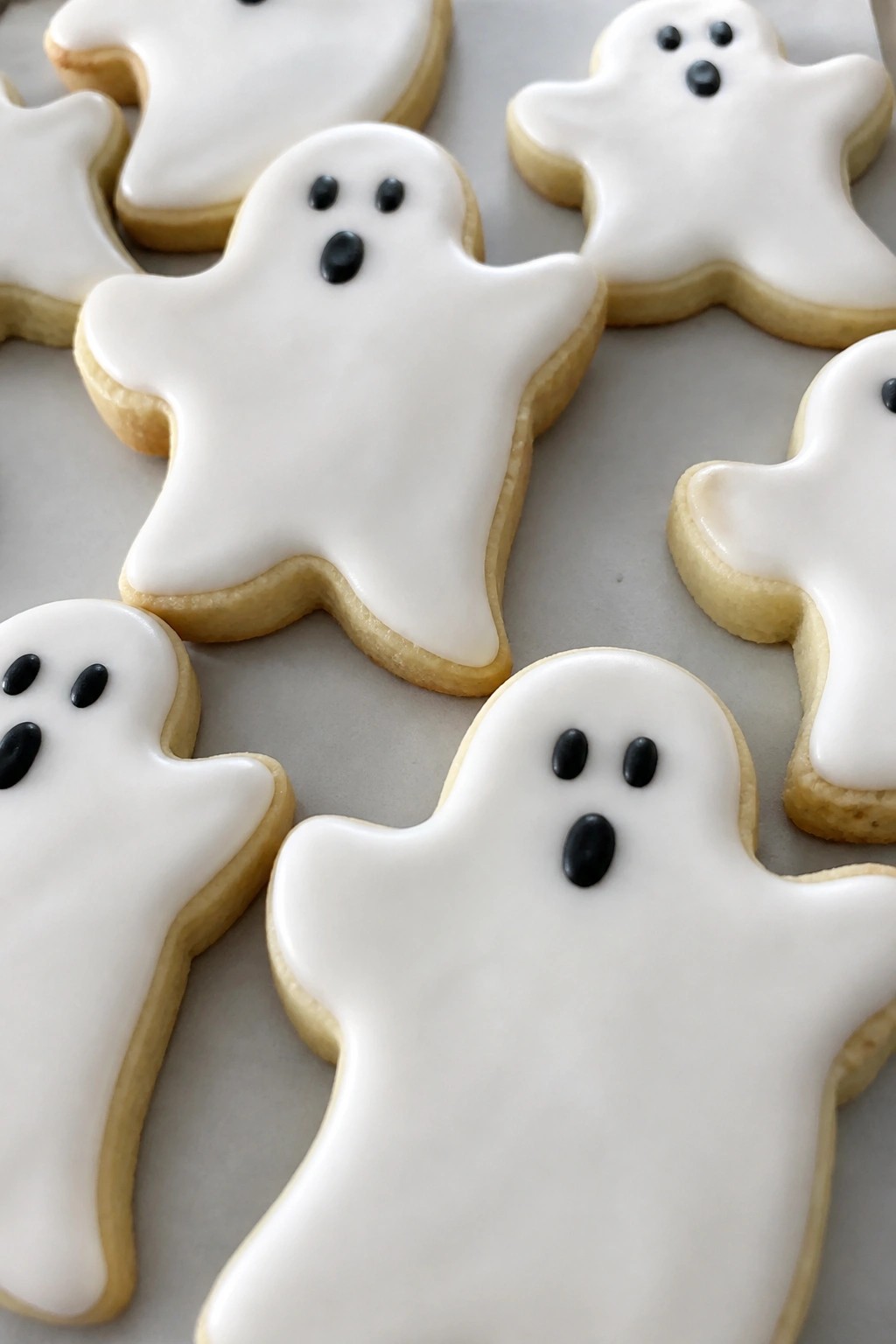 Ghost-Shaped Vanilla Bean Sugar Cookies with Royal Icing