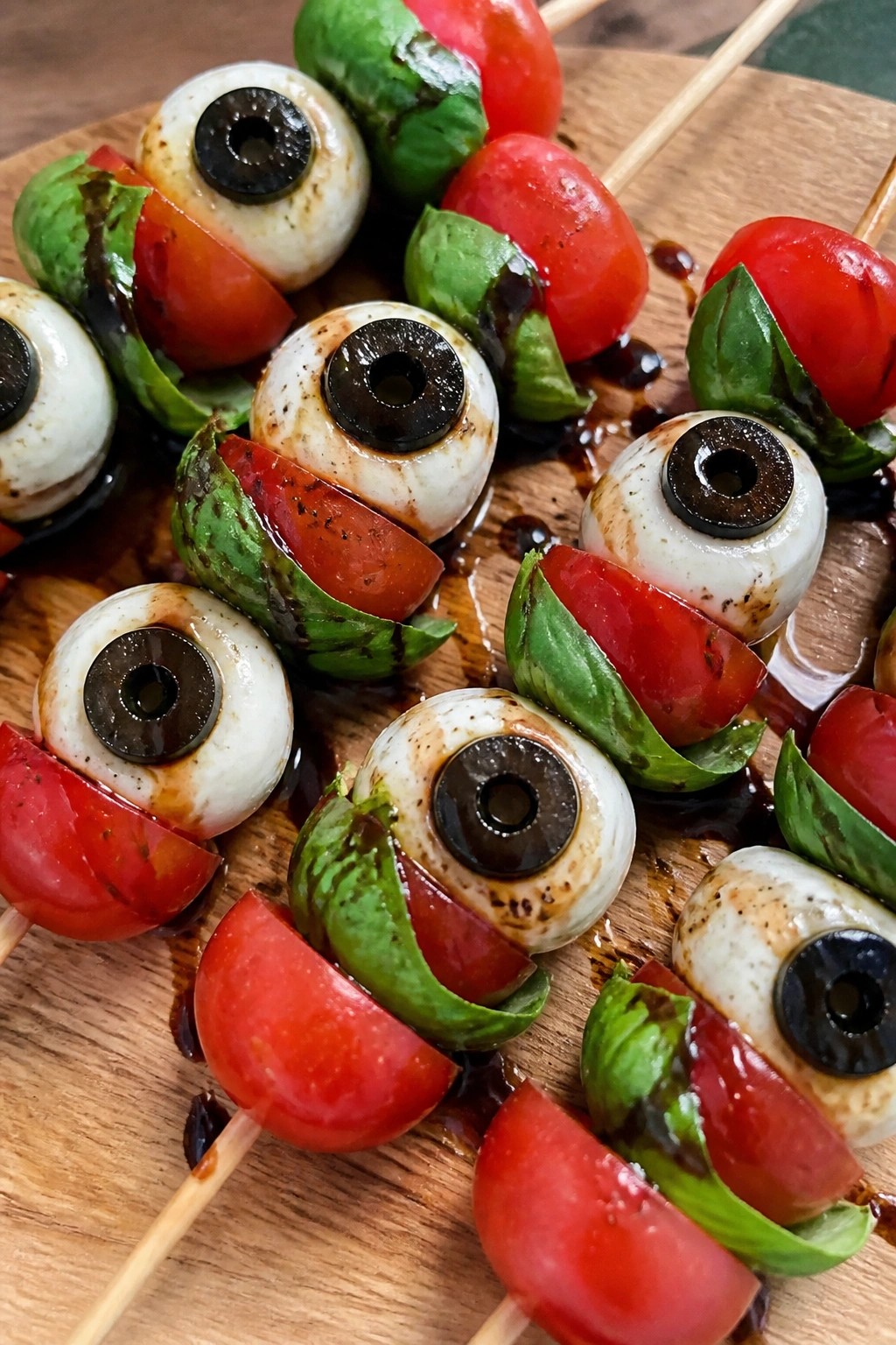 Monster Eyeball Caprese Skewer Board