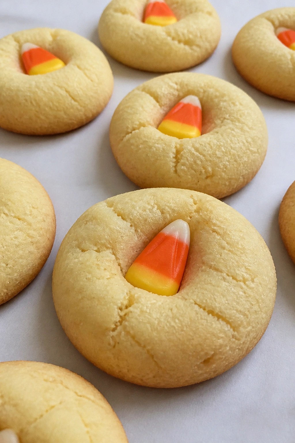 Candy Corn Thumbprint Cookies