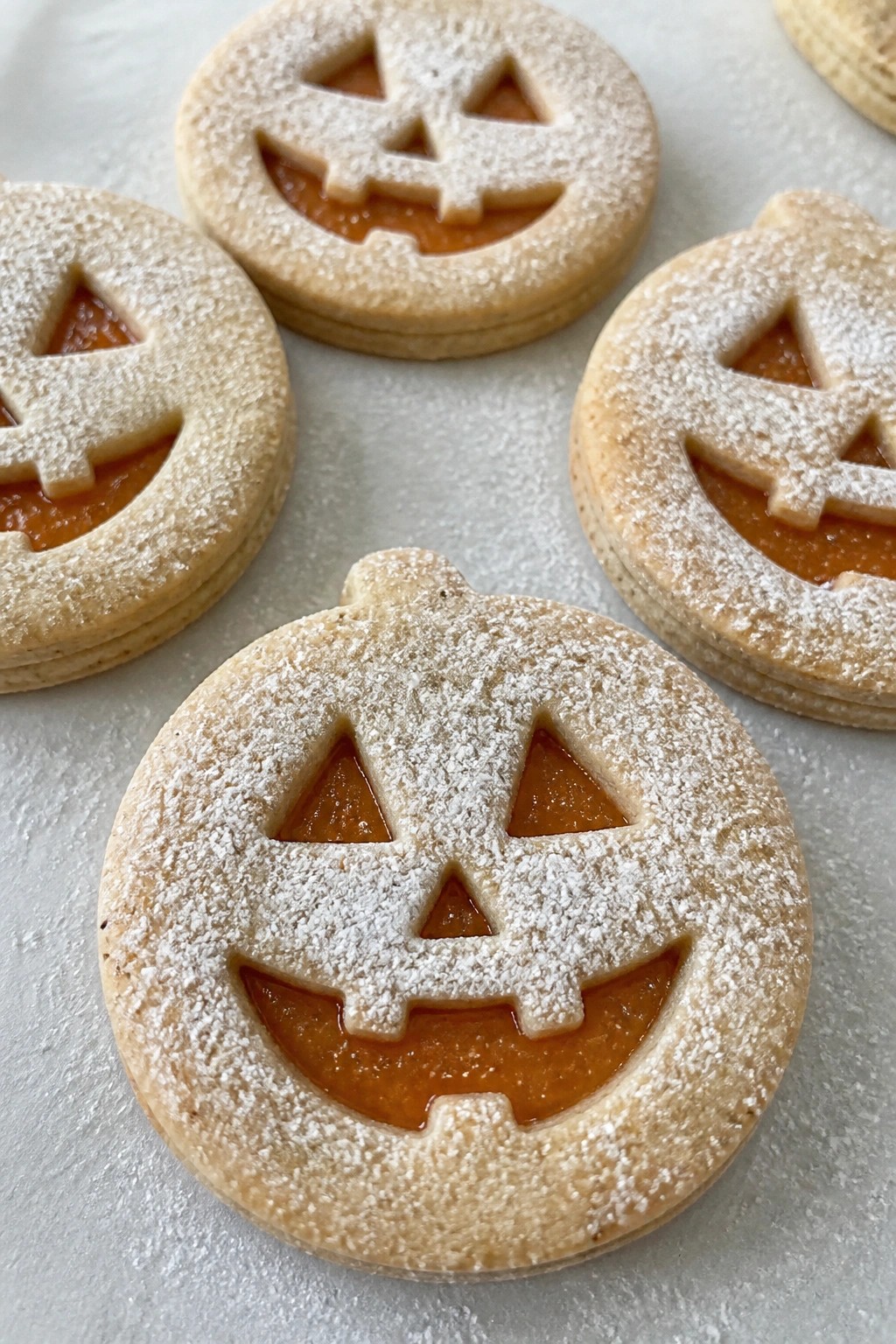 Jack-O’-Lantern Linzer Cookies