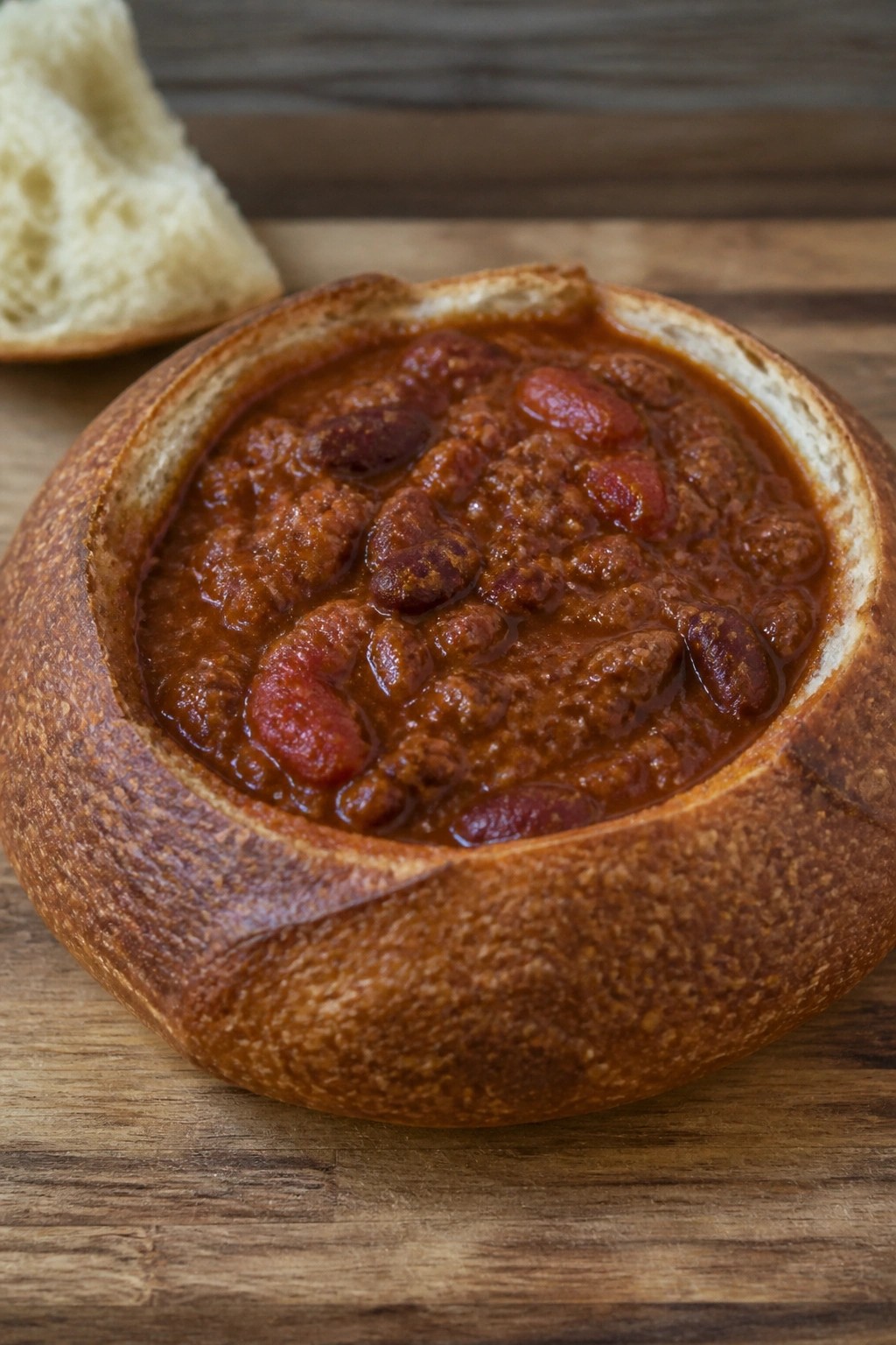Cauldron Beef Chili Served in Sourdough Bread Bowls