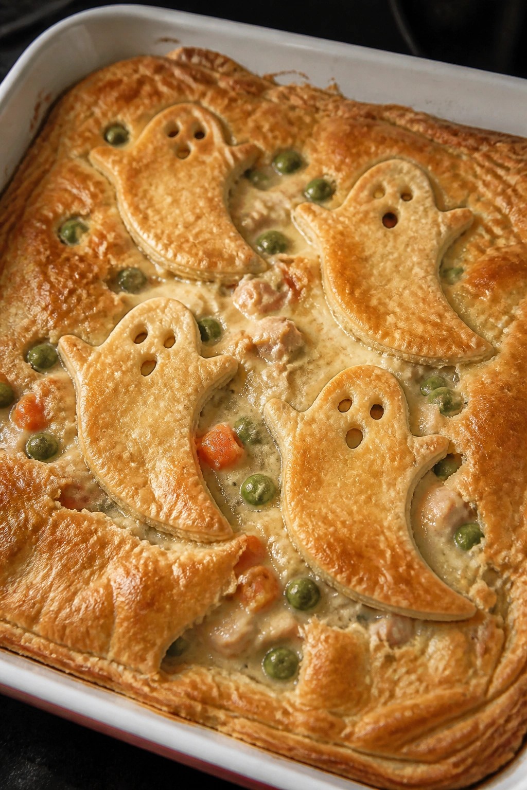 Ghostly Chicken Pot Pie with Flaky Crust