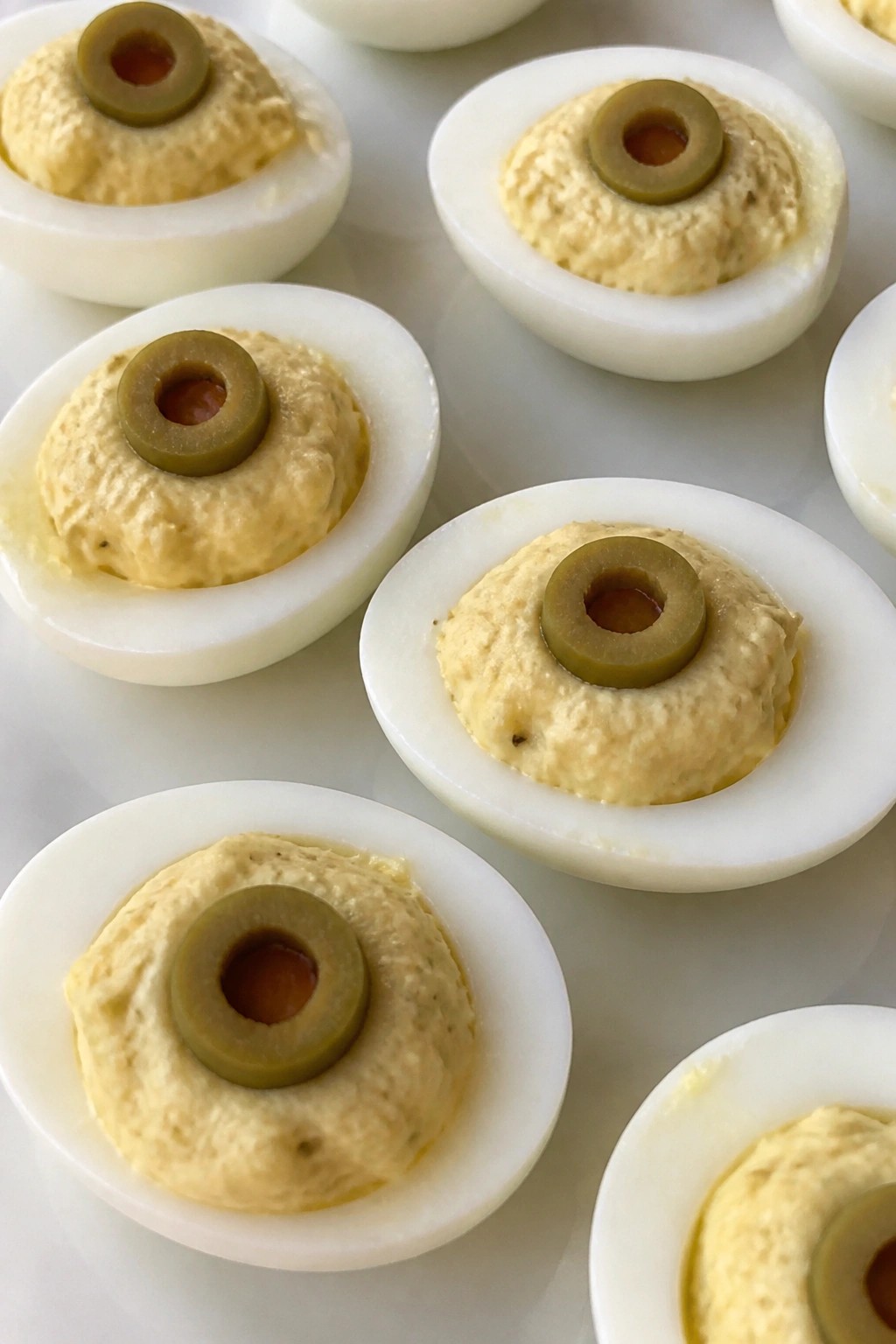 Monster Eyeball Deviled Eggs with Olive Slices