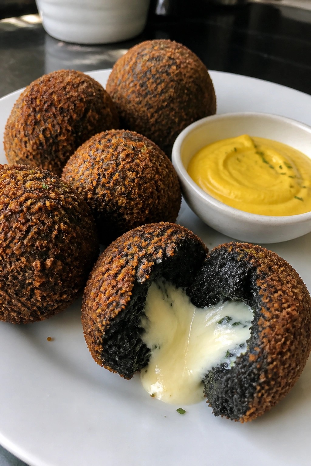 Black Squid Squid Ink Arancini with Saffron Aioli