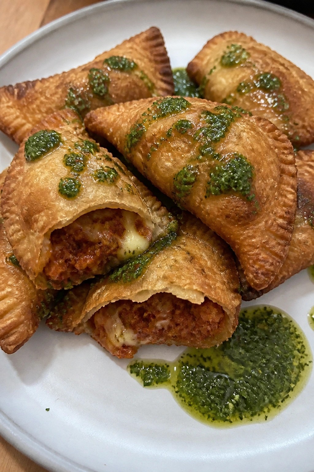 Spicy Chorizo and Manchego Empanadas with Chimichurri