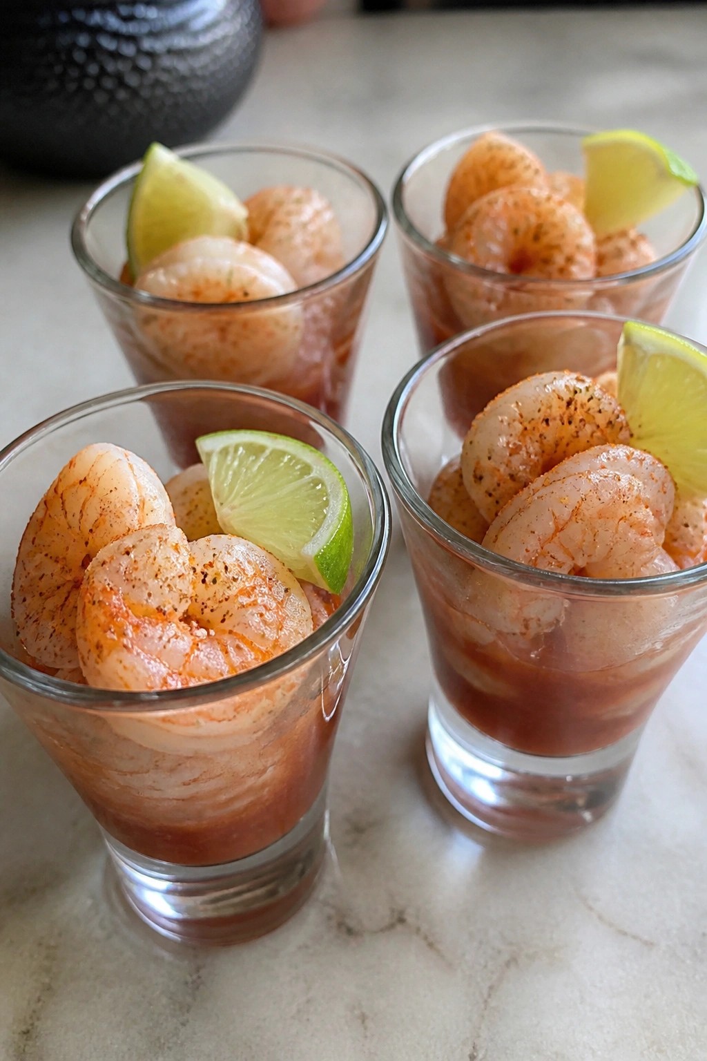 Tequila-Lime Shrimp Cocktail Shooters with Smoked Paprika