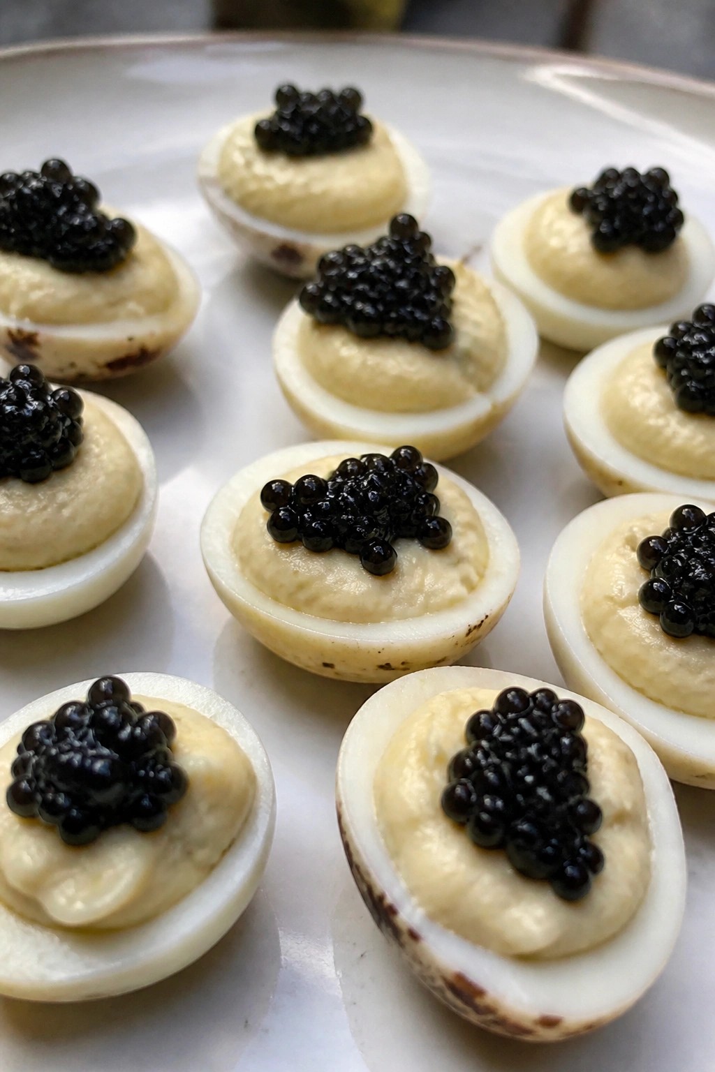 Truffle Deviled Quail Eggs with Caviar