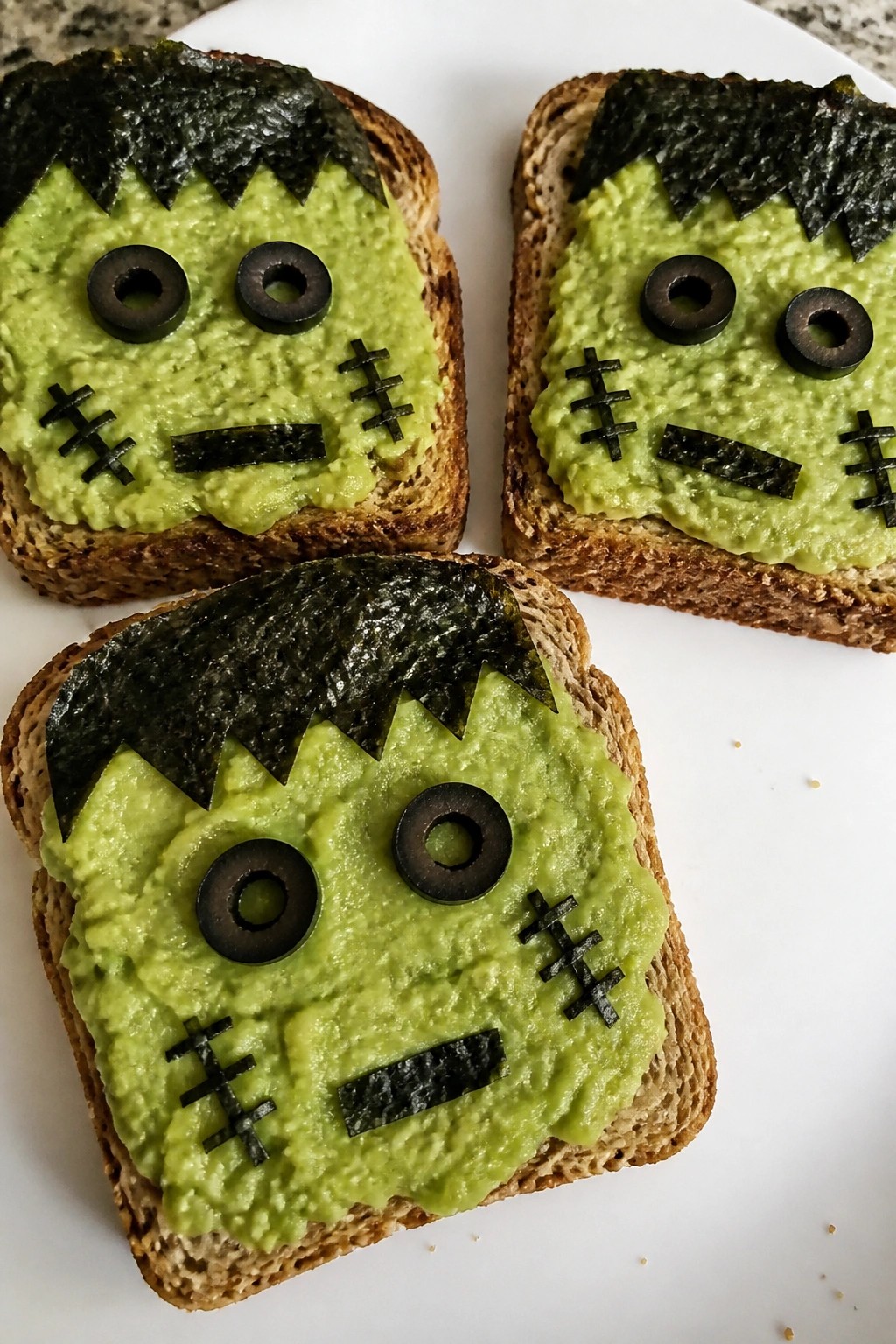 Frankenstein Avocado Toast Faces