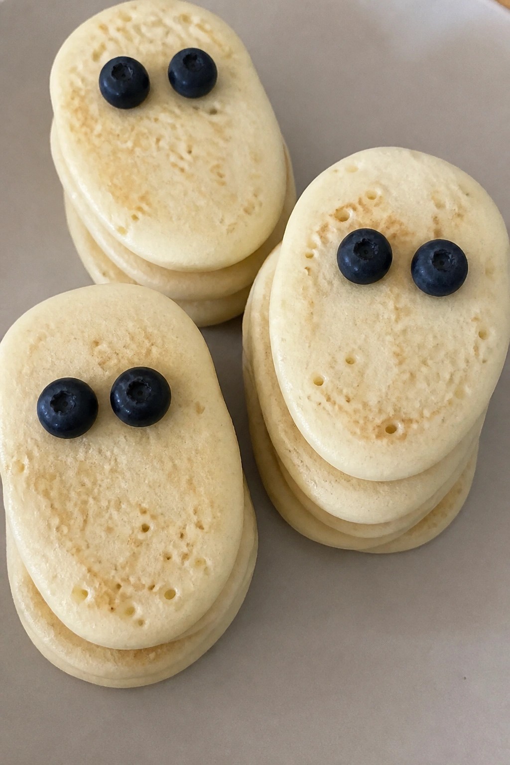 Ghostly Buttermilk Pancakes with Berry Eyes
