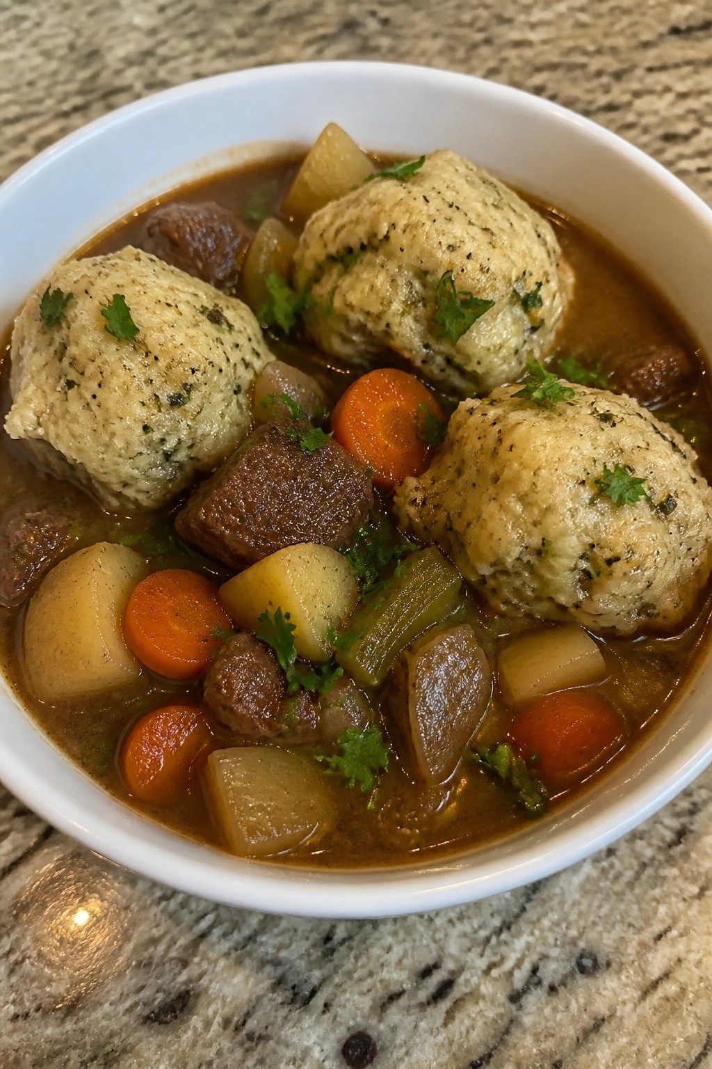 Witch's Cauldron Beef Stew with Herb Dumplings