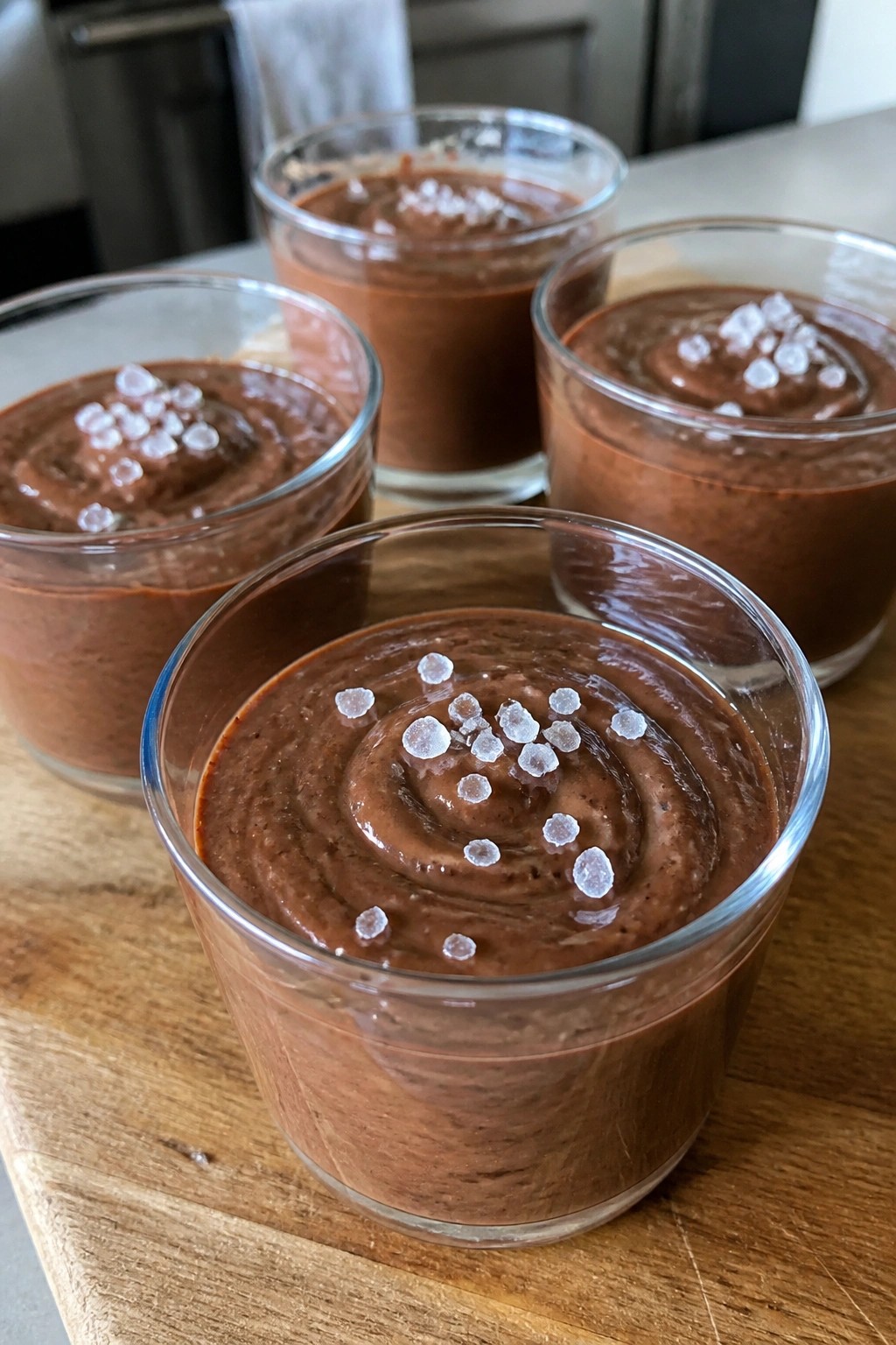 Espresso Chili Chocolate Mousse Cups with Sea Salt