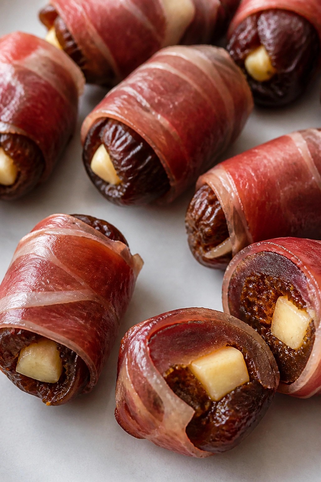 Smoked Gouda and Fig Stuffed Dates Wrapped in Prosciutto