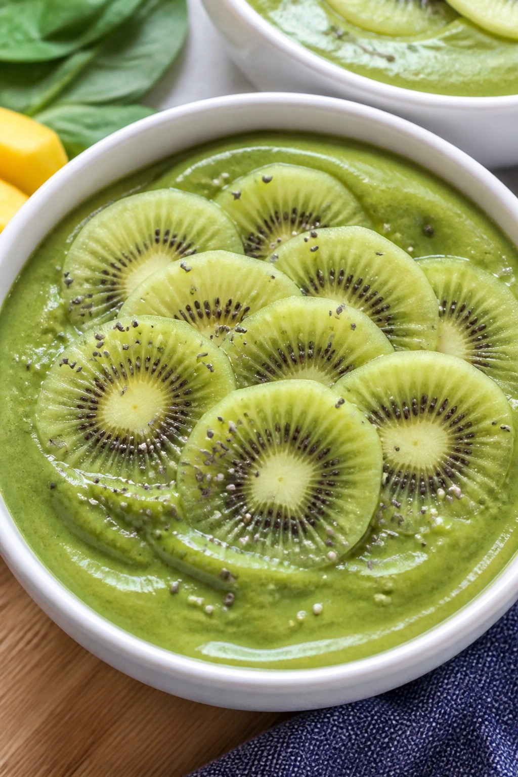 Monster Green Smoothie Bowls with Kiwi Scales