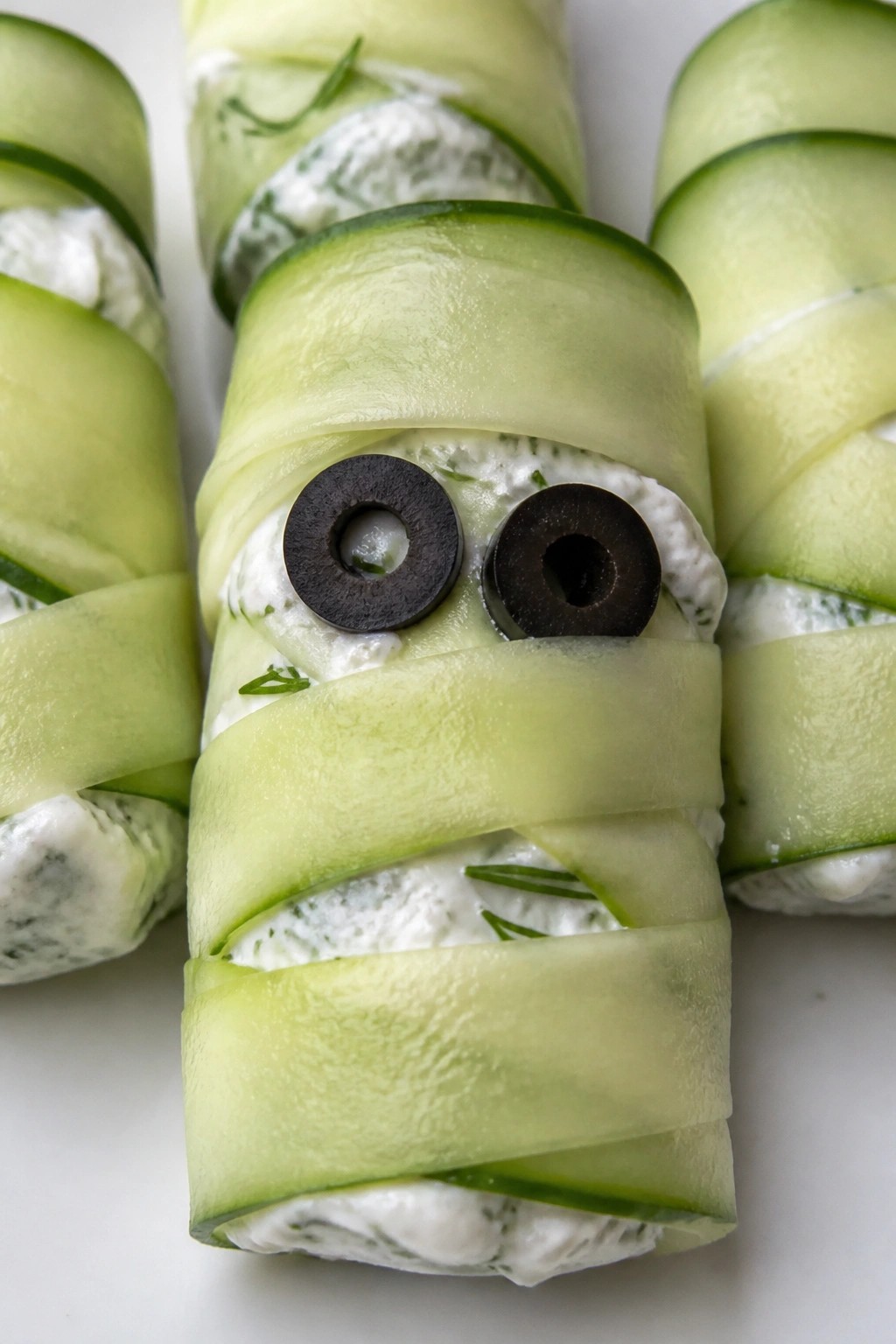 Mummy Cucumber Roll-Ups with Greek Yogurt Filling