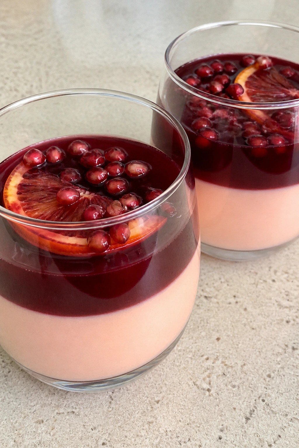 Blood Orange Panna Cotta with Pomegranate Gelée