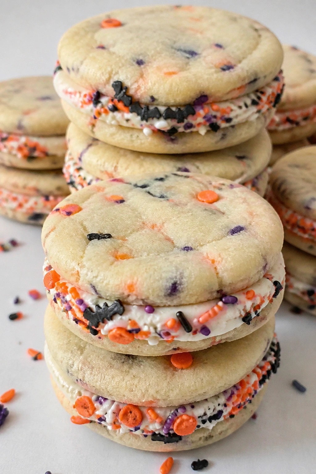 Halloween Sprinkle Sugar Cookie Sandwiches with Buttercream