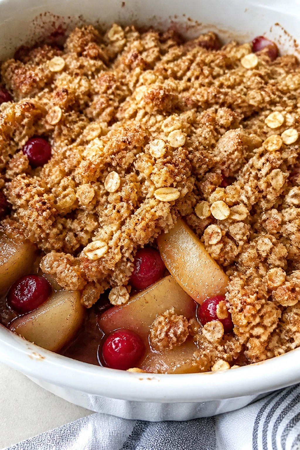 Spiced Pear and Cranberry Crisp with Oat Crumble