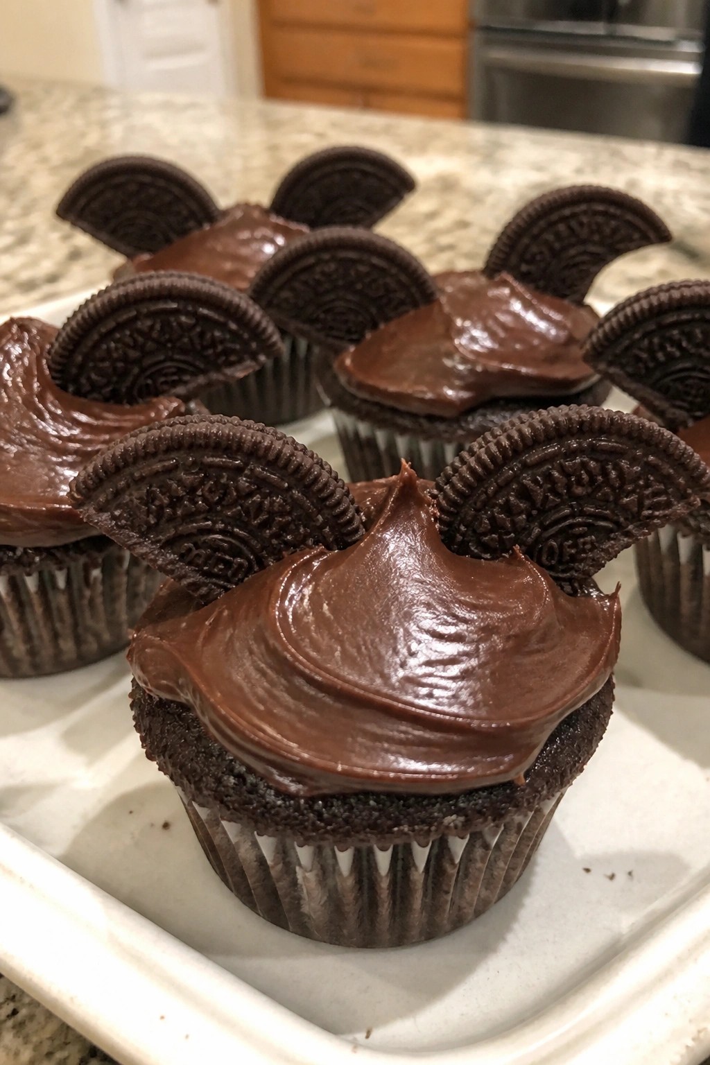 Bat Wing Dark Chocolate Cupcakes