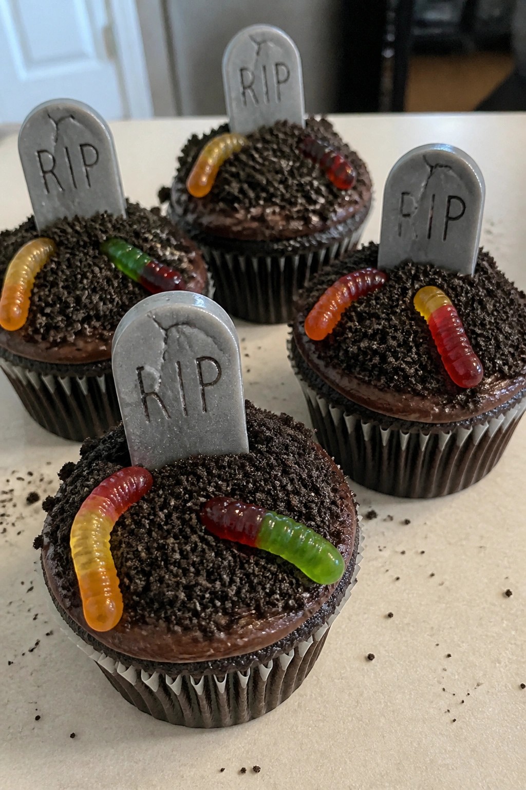 Graveyard Dirt Pudding Cupcakes
