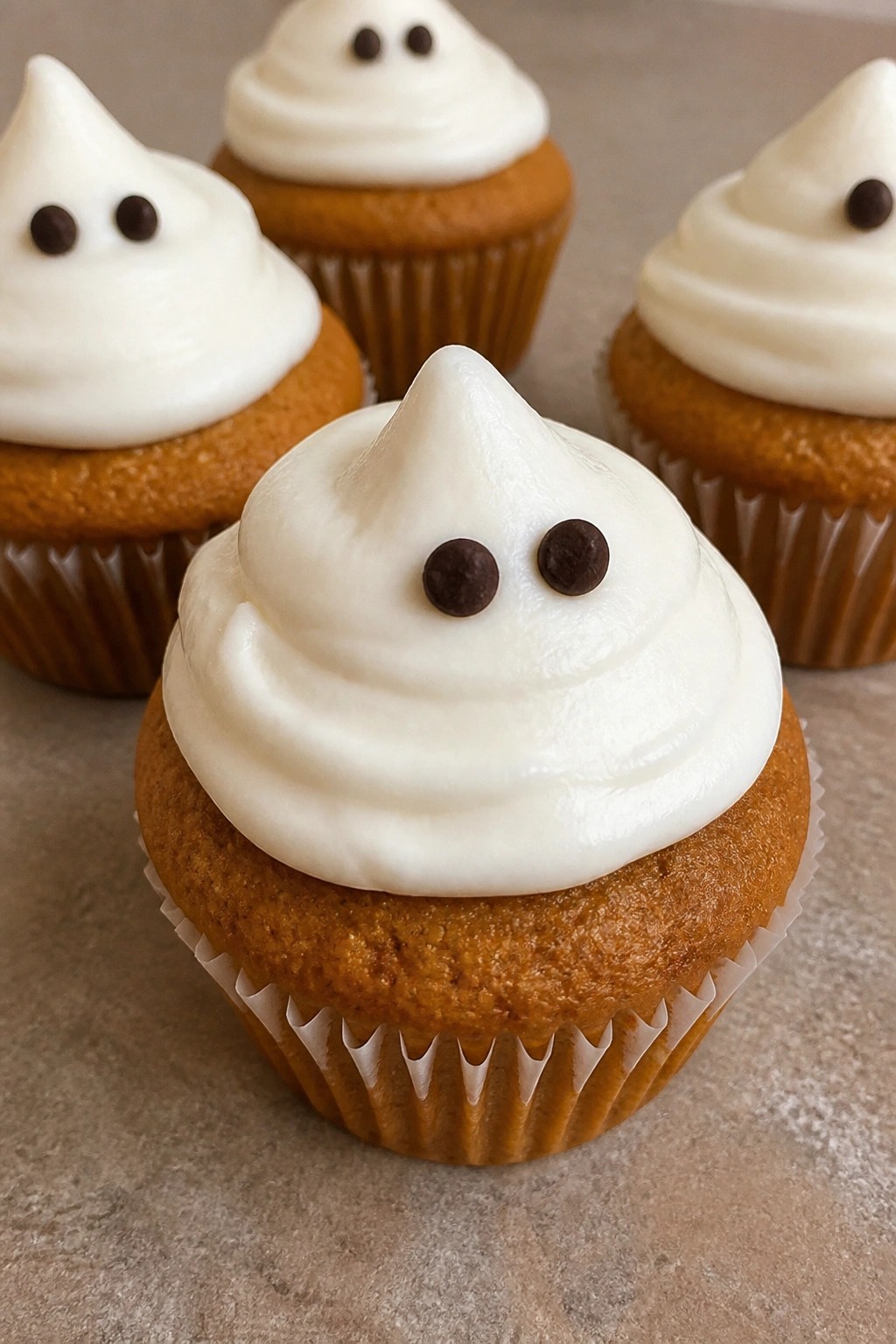 Pumpkin Spice Ghost Cupcakes
