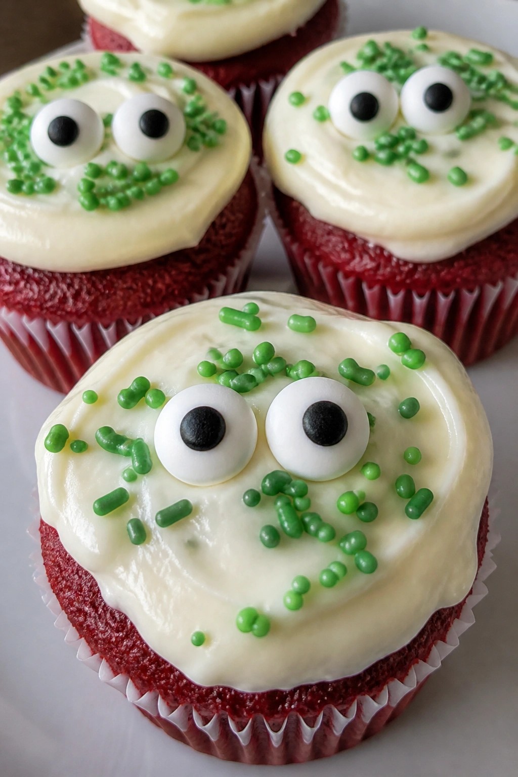 Red Velvet Monster Eye Cupcakes