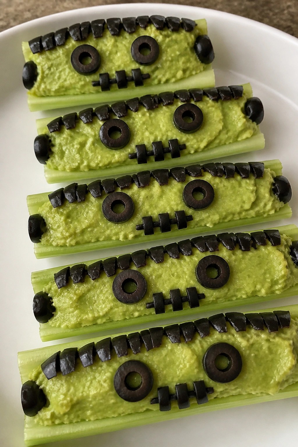 Frankenstein Avocado-Stuffed Celery Boats