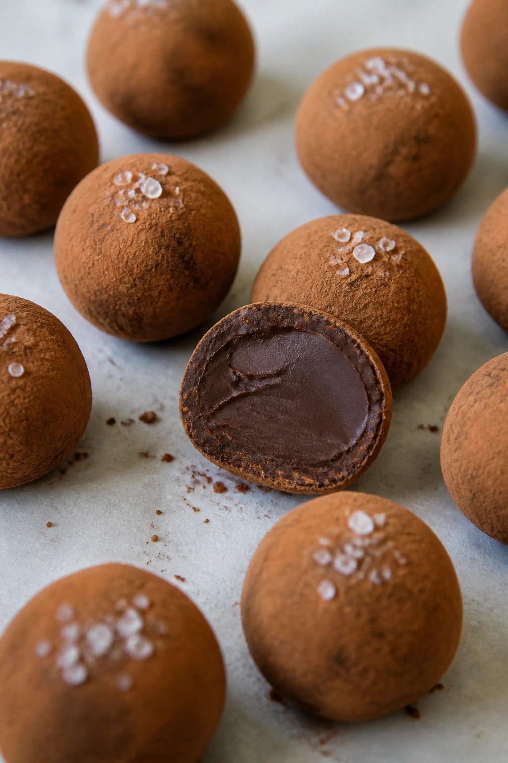 Dark Chocolate Chili Truffles with Sea Salt