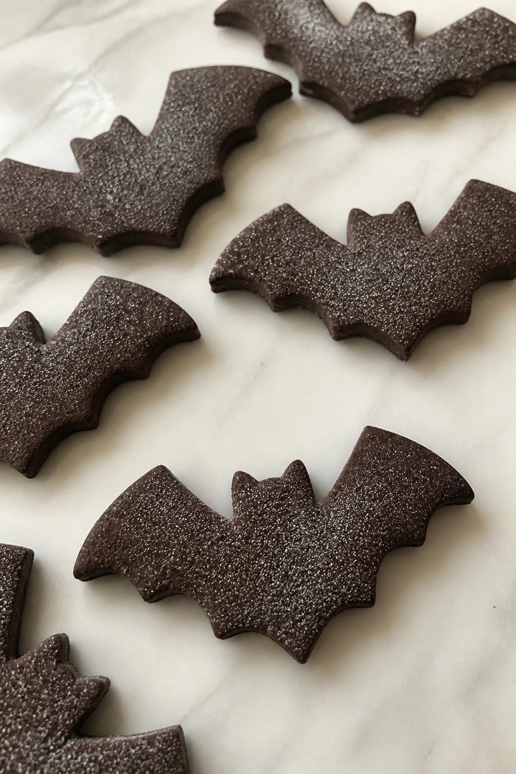 Espresso Bat Wing Cut-Out Cookies with Silver Dust Accents