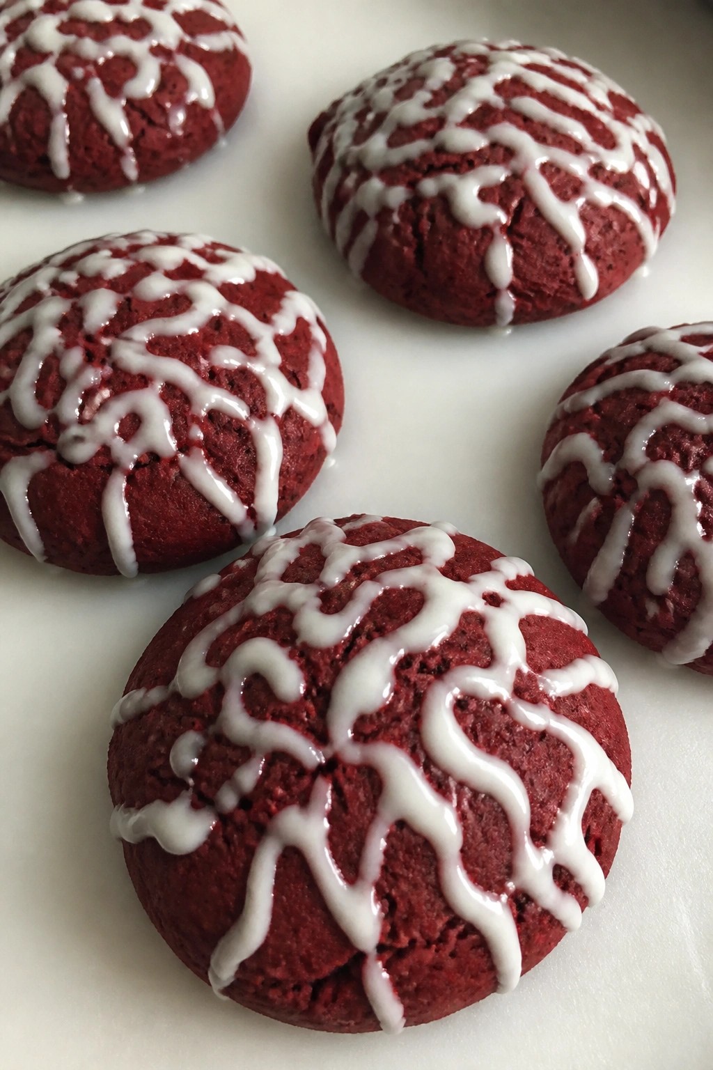Red Velvet Zombie Brain Cookies with Drizzled Glaze Details