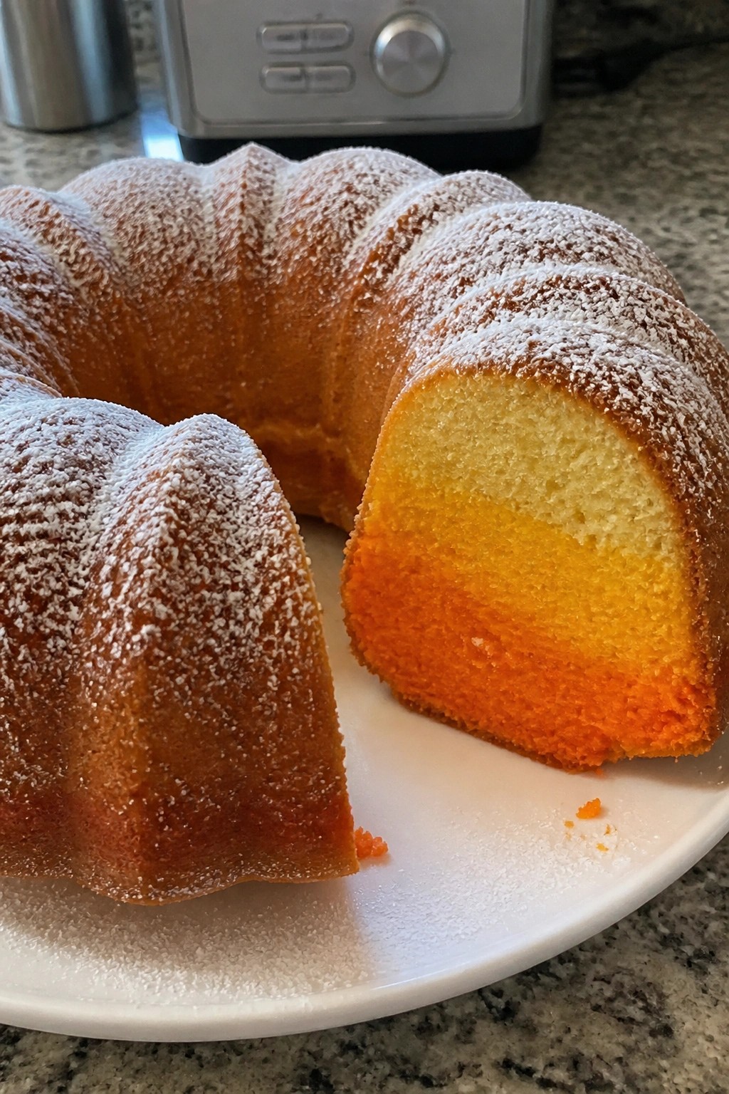 Candy Corn Ombre Bundt Cake