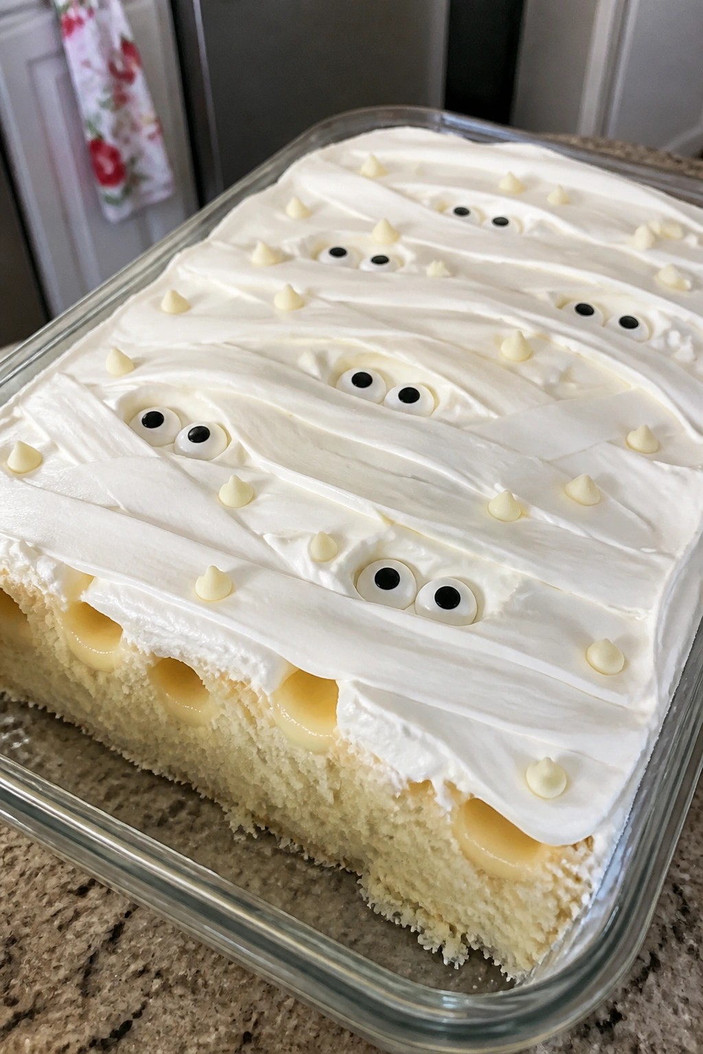 Mummy Vanilla Poke Cake