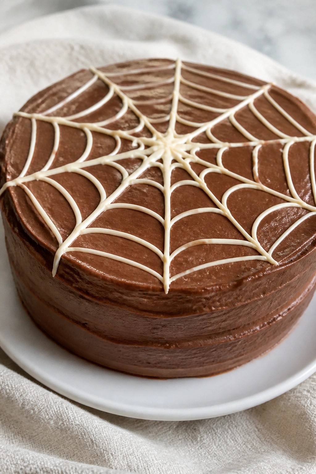 Spooky Spiderweb Chocolate Layer Cake