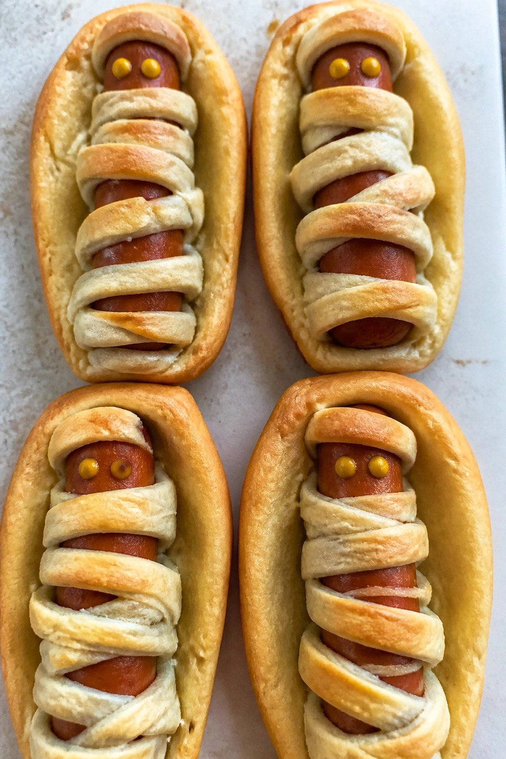 Mummy Hot Dogs in Crescent Roll Coffins