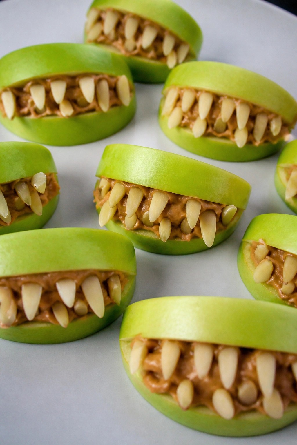 Apple Monster Mouths with Almond Teeth