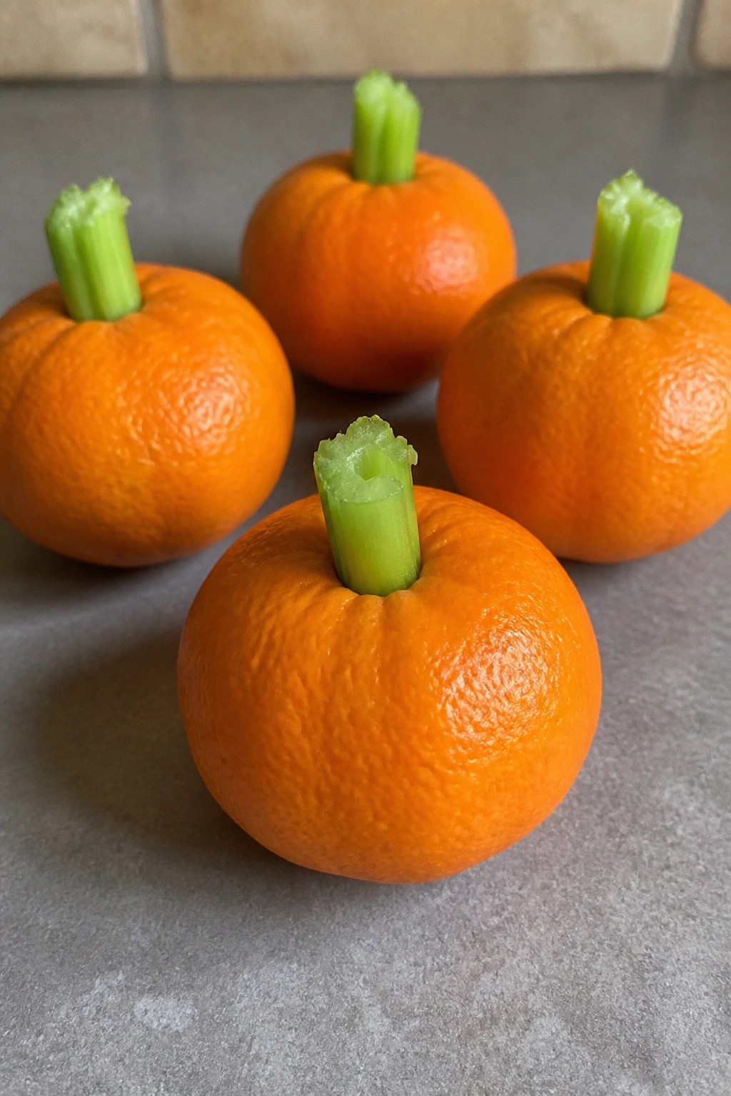 Mandarin Orange Pumpkin Bites with Celery Stems
