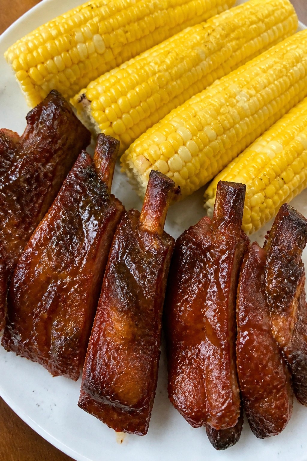 Skeleton Bone Barbecue Ribs with Corn on the Cob