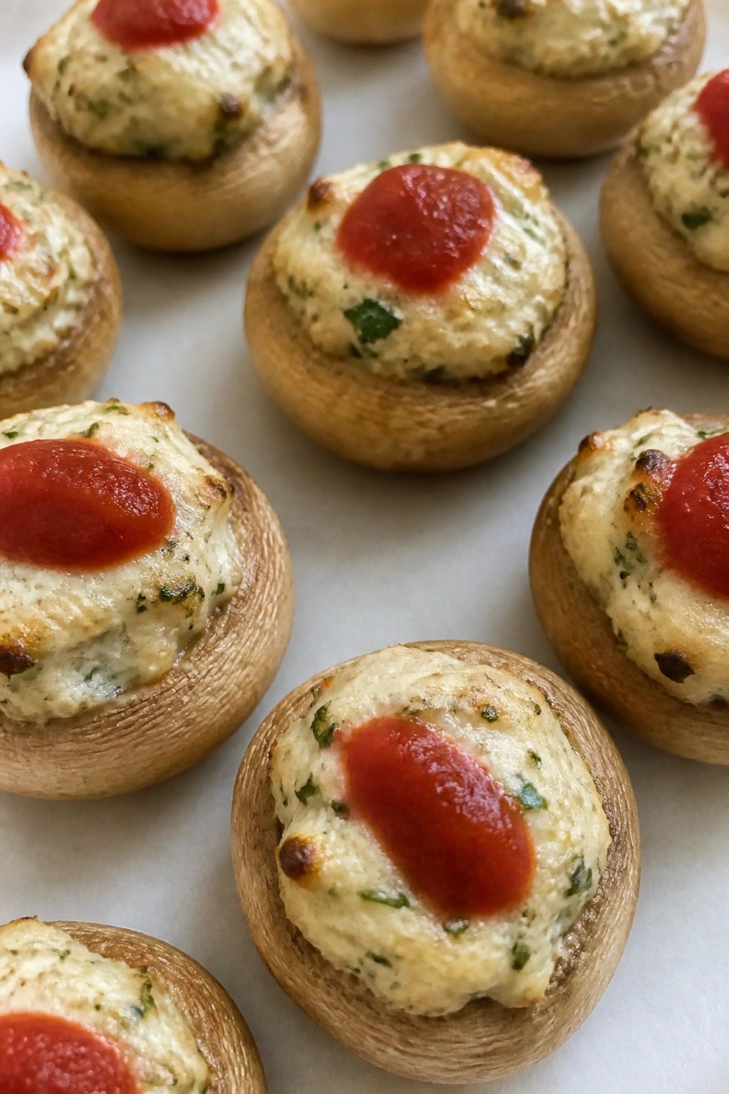 Vampire Bite Stuffed Mushrooms with Cream Cheese Filling