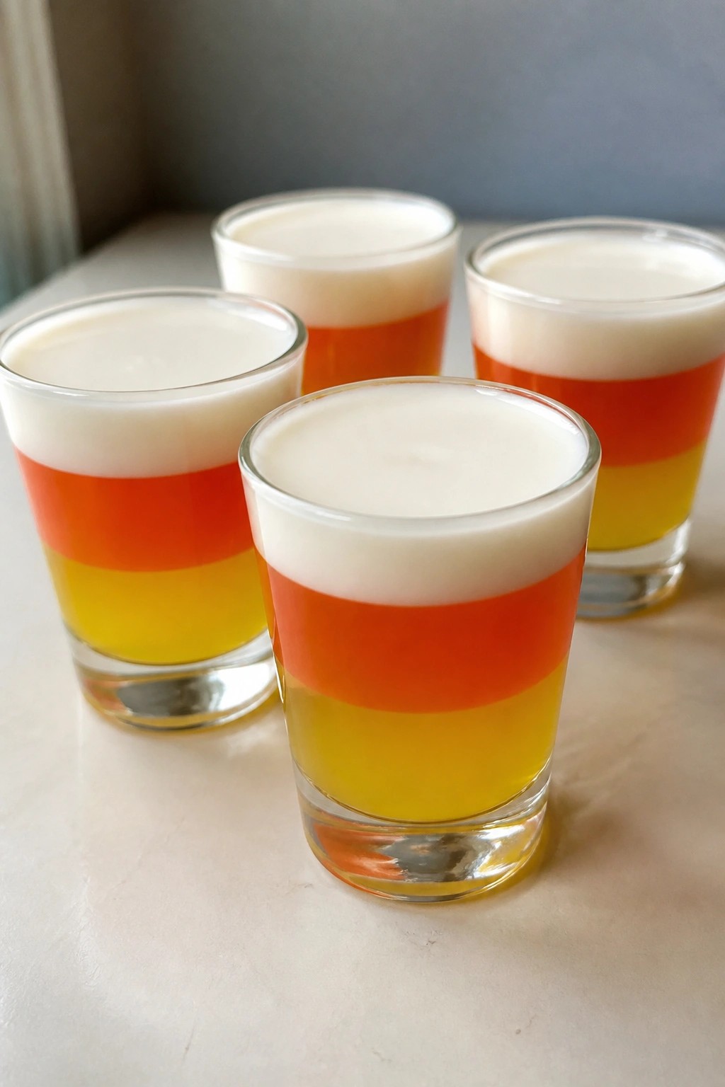Layered Candy Corn Jello Shots