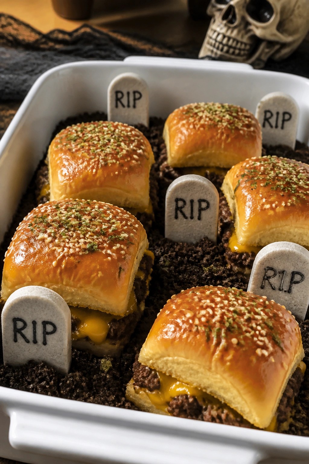 Graveyard Beef Sliders on Hawaiian Rolls