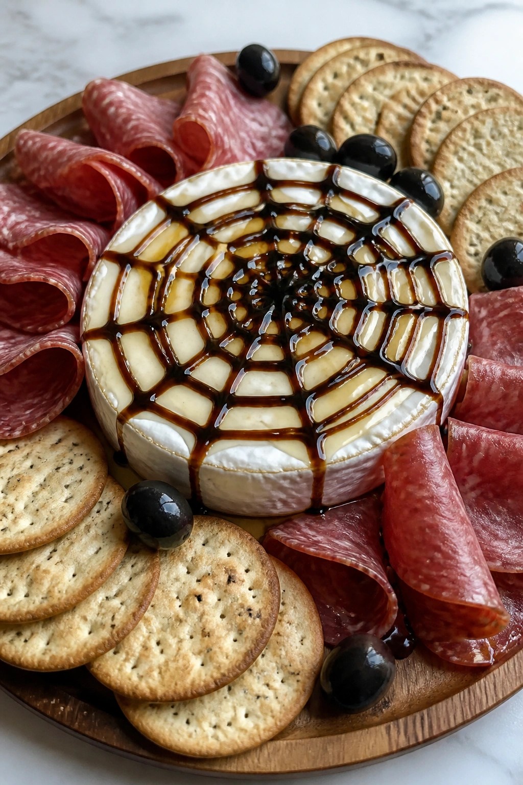 Spiderweb Balsamic Brie and Salami Board