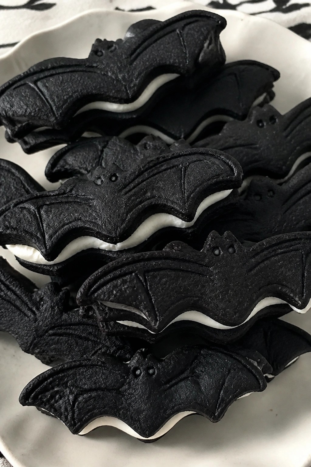 Bat-Shaped Black Cocoa Sandwich Cookies