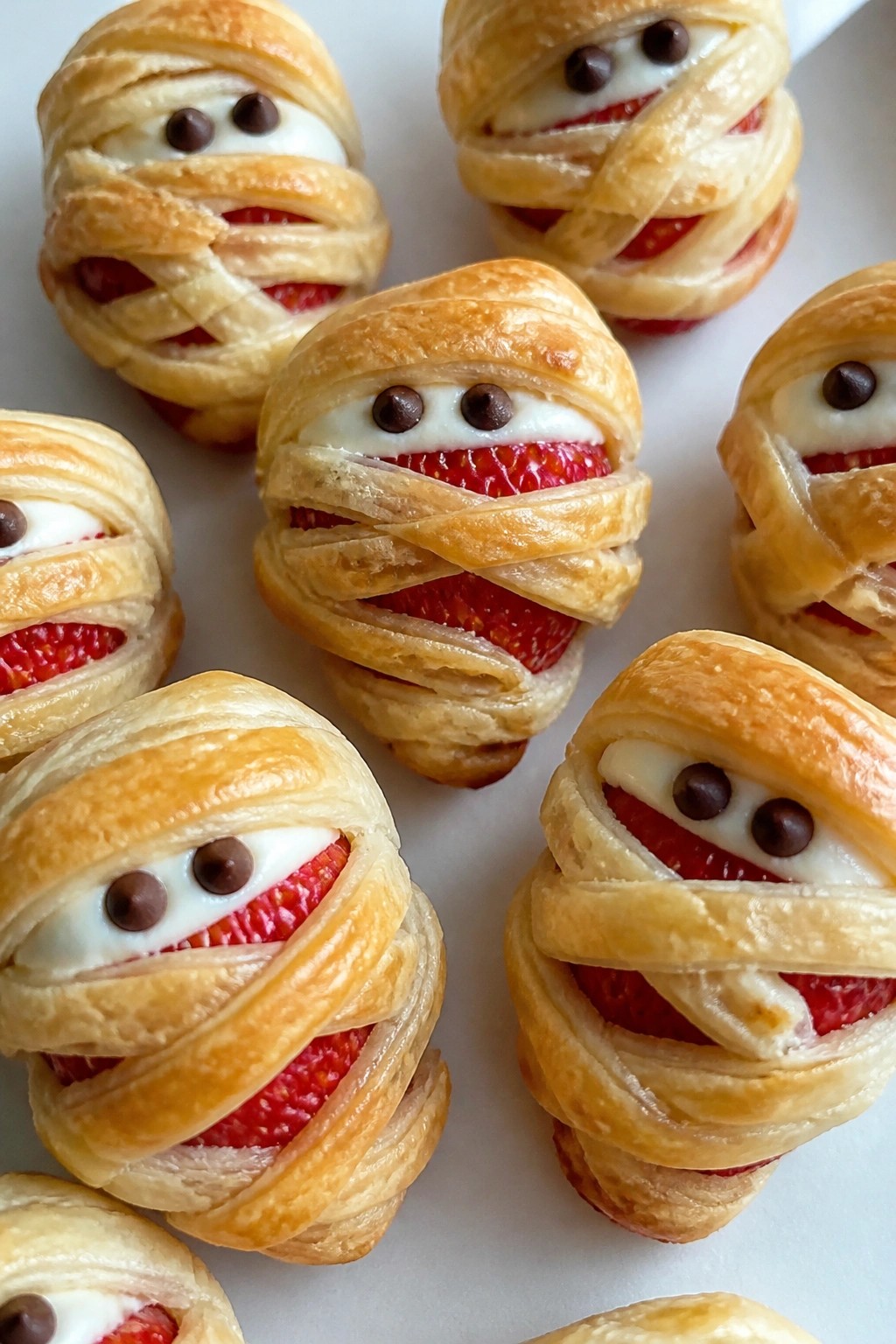 Mummy Wrapped Strawberry Cheesecake Bites