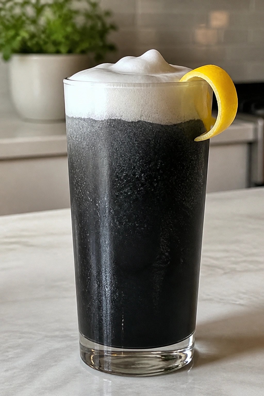 Ghostly Charcoal Gin Fizz