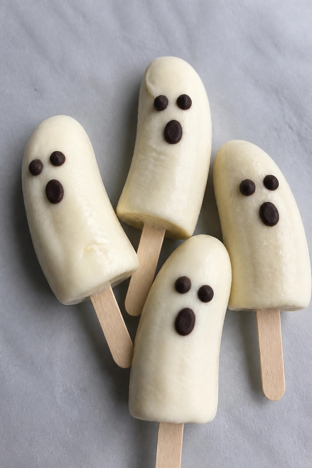 Ghostly Banana Yogurt Pops