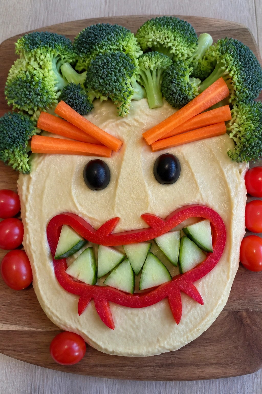 Monster Face Veggie and Dip Charcuterie Board