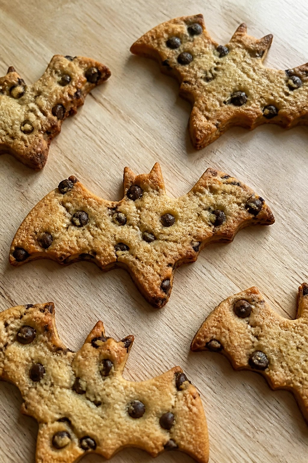 Bat-shaped Chocolate Chip Cookies