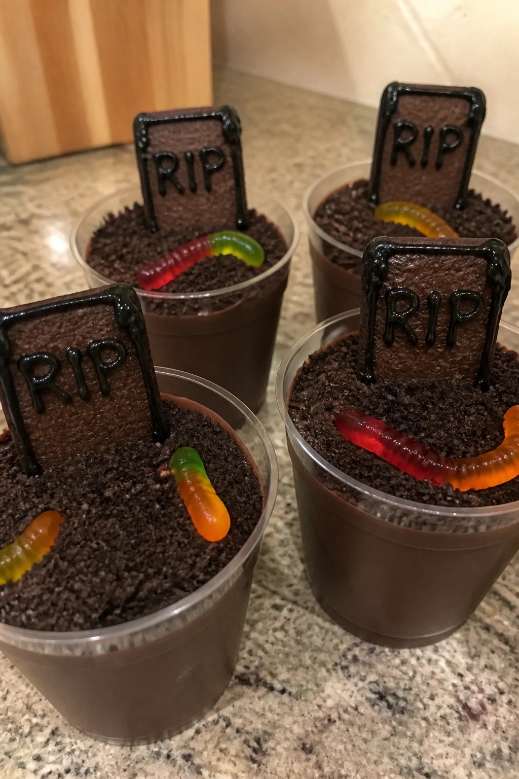 Graveyard Chocolate Pudding Cups