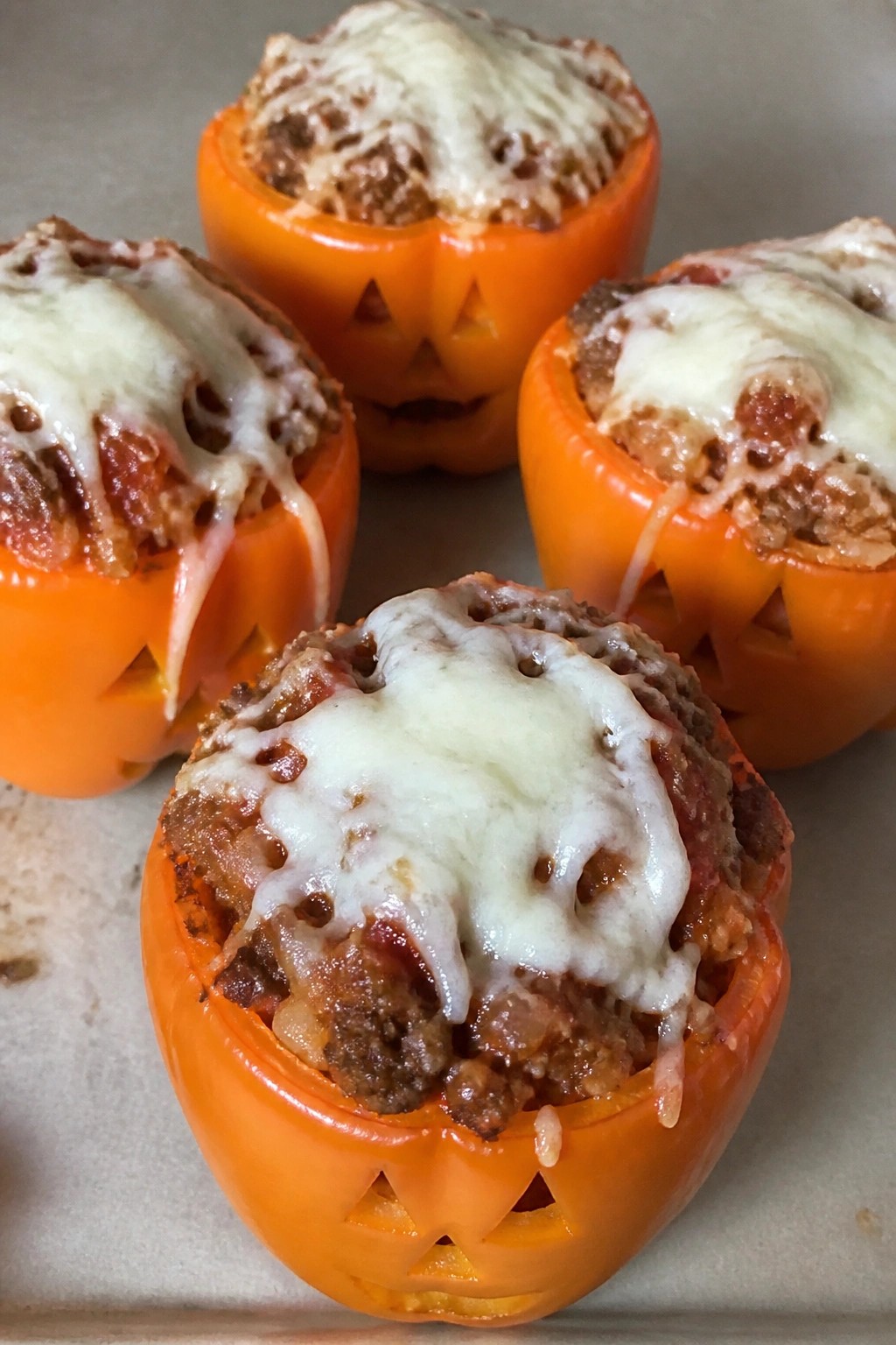 Jack-o'-Lantern Stuffed Bell Peppers