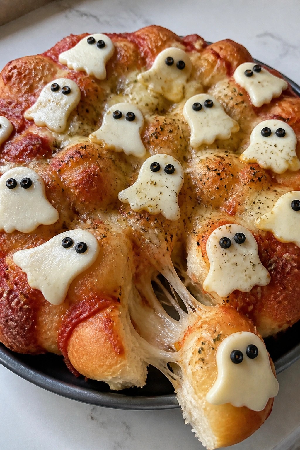 Ghostly Cheese Pull-Apart Pizza
