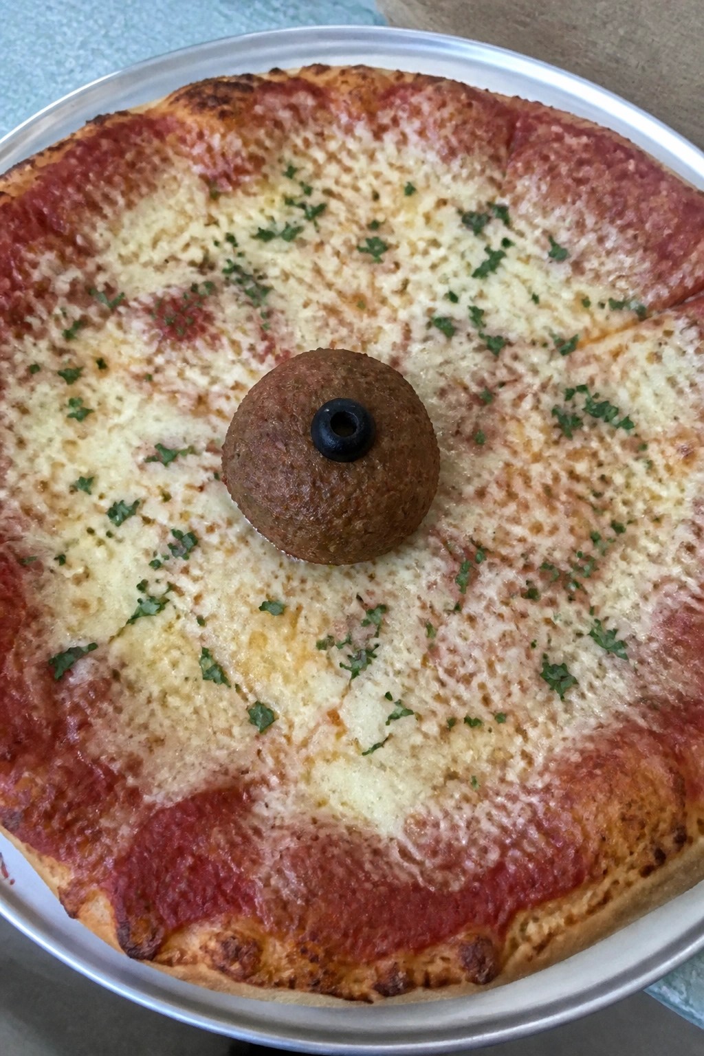 One-Eyed Monster Meatball Pizza